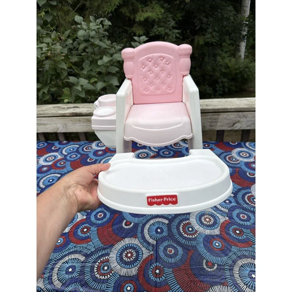 Vintage Fisher Price 71777 “Rare” Caring Touch Pink Baby Doll High Chair